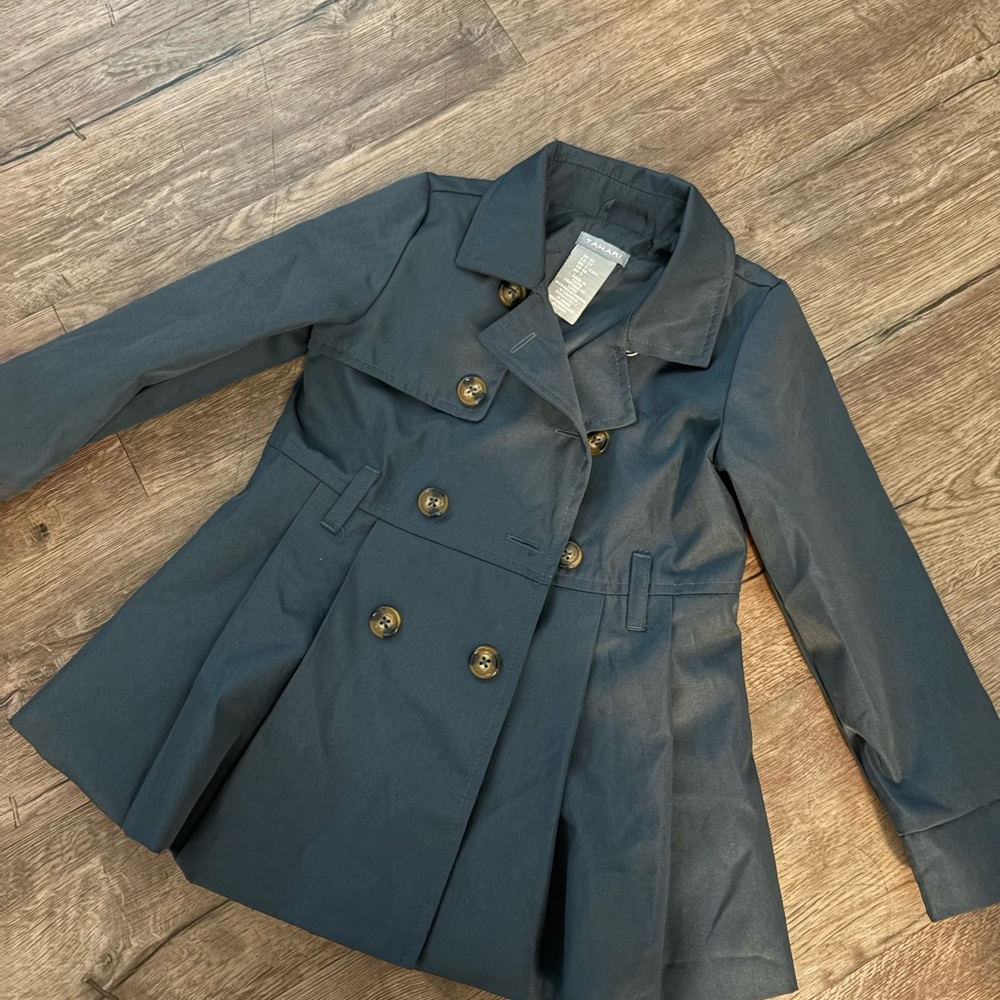 Tahari Navy Coat with Gold Buttons